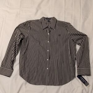 Chaps Men's Shirt with Black and White Stripes